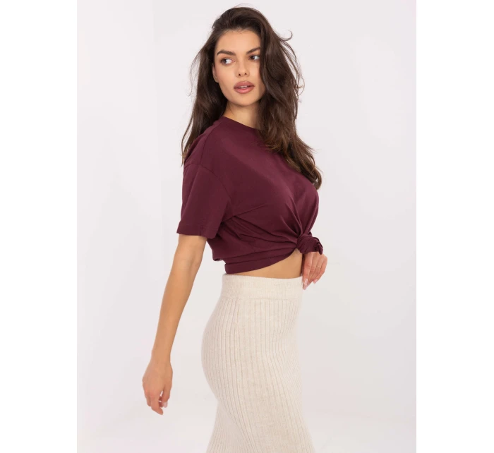 T shirt model 21253125 bordowy - FPrice