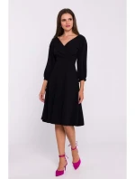 Rozšířené šaty s rukávy černé model 20531368 - STYLOVE