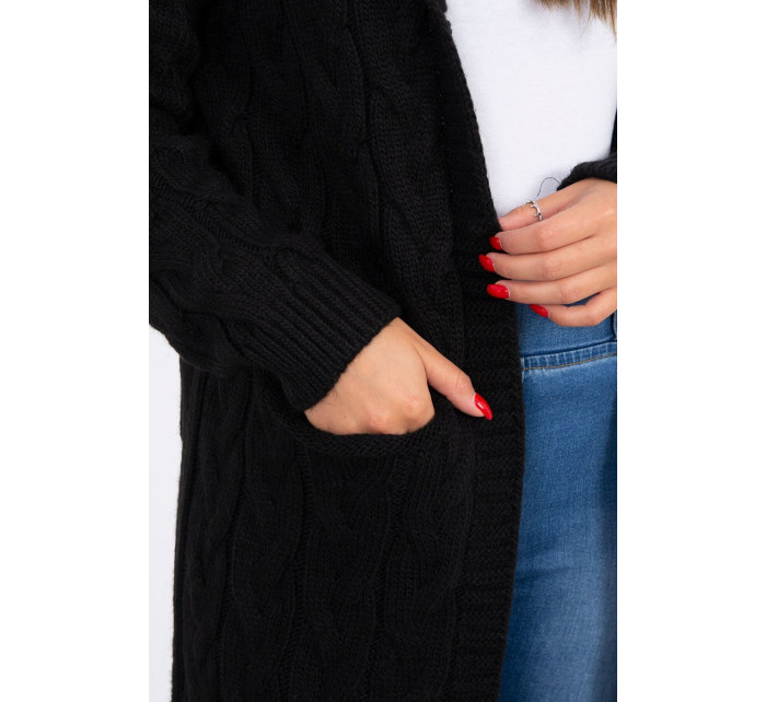 Černý svetr s kapucí a kapsami