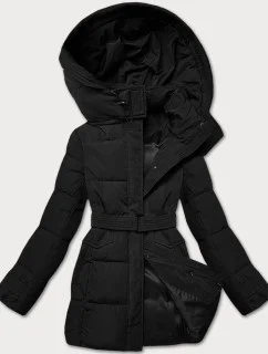 Černá vypasovaná zimní bunda s opaskem model 21248114 - Banna
