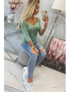 Halenka s kulatým výstřihem tmavě mátová