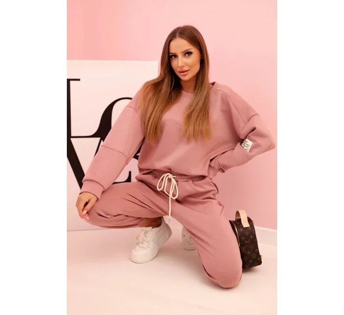 Komplet teplákové + kalhoty máslová látka tmavě růžová Komplet teplákové + kalhoty máslová látka tmavě růžová