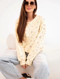 Dámská viskózová mikina s dlouhým rukávem v  žlutá model 21924545 - K-Fashion