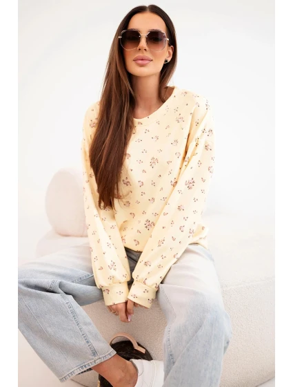 Dámská viskózová mikina s dlouhým rukávem v  žlutá model 21924545 - K-Fashion