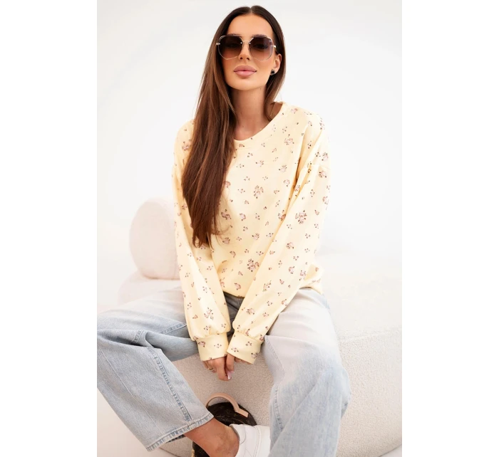 Dámská viskózová mikina s dlouhým rukávem v  žlutá model 21924545 - K-Fashion