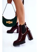Lakované boty vzor na sloupku Burgundy model 21600620 - Boto