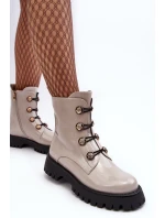 Dámské zateplené boty s ozdobnými knoflíky D&A MR870-51 Světle béžová