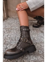 Zateplené workery dámské s přezkami hnědé model 21715308 - Boto Zateplené workery dámské s přezkami hnědé model 21715308 - Boto