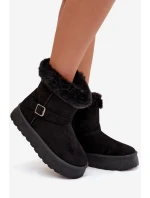 Dámské sněhule na platformě s přezkou a kožešinou Czarne model 21821891 - Boto