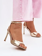 Dámské sandály na podpatku z imitace kůže zlaté Olissey