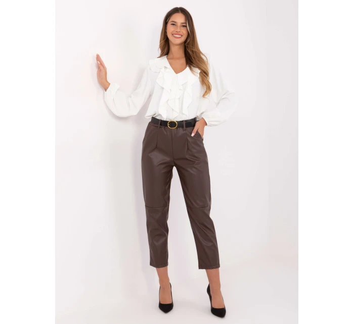 Spodnie IT SP model 21441085 ciemny brązowy - FPrice Spodnie IT SP model 21441085 ciemny brązowy - FPrice