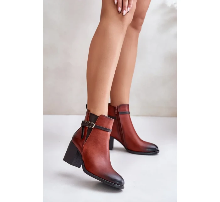 Dámské Kotníkové Boty Na Podpatku S Páskem Hnědé Zinithia Dámské Kotníkové Boty Na Podpatku S Páskem Hnědé Zinithia