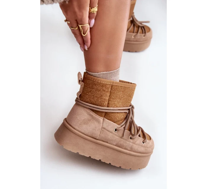 Sněhule s vázáním na platformě hnědé Mavora