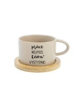 PRÁCE NEUTEČE, KÁVA VYSTYDNE! - krémový hrníček makronka 200 ml