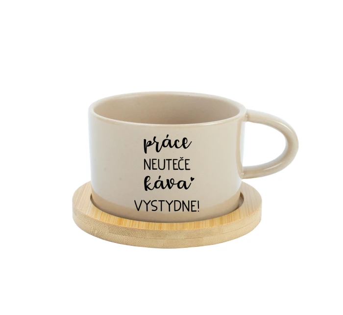 PRÁCE NEUTEČE, KÁVA VYSTYDNE! - krémový hrníček makronka 200 ml
