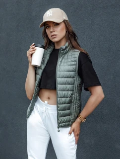 Dámská prošívaná vesta se stojáčkem zelená model 21979302 - Dstreet