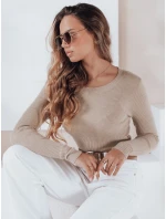 Dámský žebrovaný svetr NOLVIE beige FashionStreet MY2496 Dámský žebrovaný svetr NOLVIE beige FashionStreet MY2496
