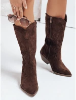 Dámské semišové kovbojské boty hnědé Dstreet ZY1160