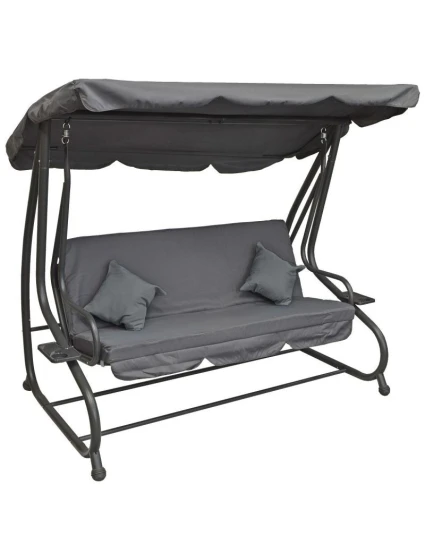 ZAHRADNÍ A BALKONOVÁ HOUPAČKA KASIA 3 OSOBY ŠEDÁ