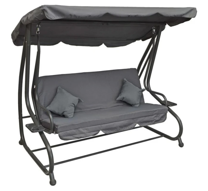 ZAHRADNÍ A BALKONOVÁ HOUPAČKA KASIA 3 OSOBY ŠEDÁ