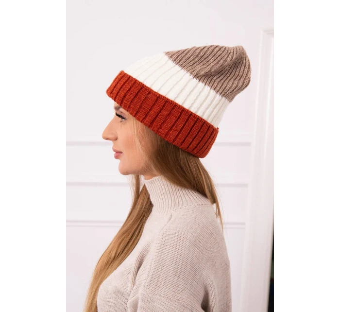 Fleecová čepice Bojana K265 červená+ecru+beige Fleecová čepice Bojana K265 červená+ecru+beige