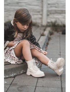 Dětské Kožené Kozačky Se Zipem Béžove model 21597399 - Boto