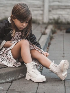 Dětské Kožené Kozačky Se Zipem Béžove model 21597399 - Boto