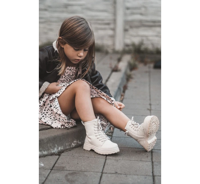 Dětské Kožené Kozačky Se Zipem Béžove model 21597399 - Boto