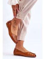 model 21617426 Pohodlné Dámské Kožené Baletky Hnědé - Zazoo model 21617426 Pohodlné Dámské Kožené Baletky Hnědé - Zazoo