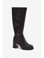 Dámské  z přírodní kůže na podpatku vyhřívané  černé model 21713368 - VINCEZA