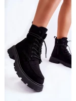 Dámské semišové kozačky zavazované Černá Vanita