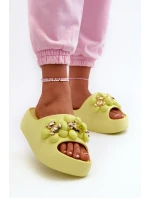 Dámské pěnové pantofle se zdobením na silné podrážce, limetka Bremavia Dámské pěnové pantofle se zdobením na silné podrážce, limetka Bremavia
