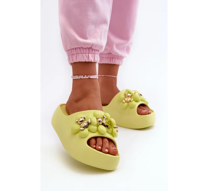 Dámské pěnové pantofle se zdobením na silné podrážce, limetka Bremavia Dámské pěnové pantofle se zdobením na silné podrážce, limetka Bremavia