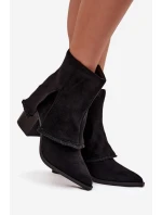 Dámská kotníková obuv na sloupku s vyvýšenou manžetou Idalia – černé Dámská kotníková obuv na sloupku s vyvýšenou manžetou Idalia – černé