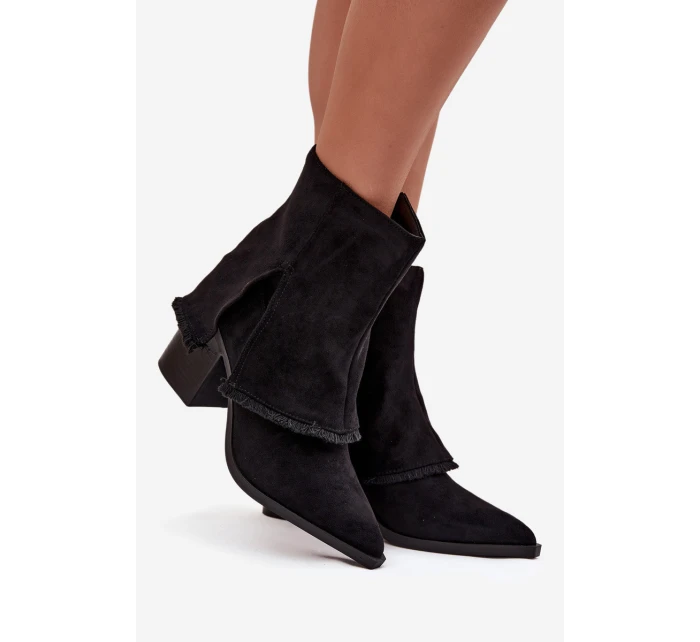 Dámská kotníková obuv na sloupku s vyvýšenou manžetou Idalia – černé Dámská kotníková obuv na sloupku s vyvýšenou manžetou Idalia – černé