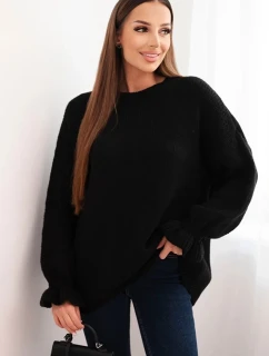 Dámský svetr s příměsí mohéru a vlny volného střihu černý