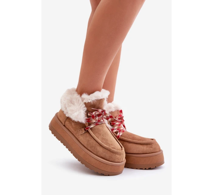 Nízké Dámské Sněhule Na Platformě S Kožíškem Camel model 21679266 - Boto Nízké Dámské Sněhule Na Platformě S Kožíškem Camel model 21679266 - Boto