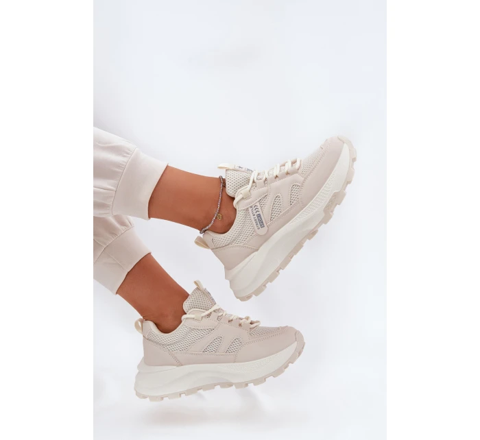 Sportovní boty sneakers dámské na silné podrážce béžové Prononice Sportovní boty sneakers dámské na silné podrážce béžové Prononice