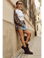 Zateplené dámské kotníkové boty s třásněmi a na ploché podrážce čokoládové model 21709285 - Boto Zateplené dámské kotníkové boty s třásněmi a na ploché podrážce čokoládové model 21709285 - Boto