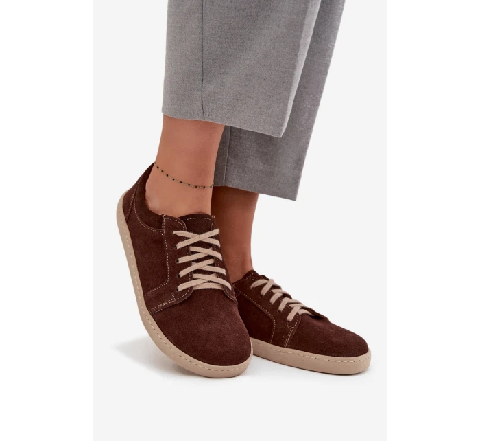 Trampki typu barefoot z přírodního semiše Zazoo 314 čokoládové Trampki typu barefoot z přírodního semiše Zazoo 314 čokoládové