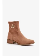 Dámské Kotníkové Boty Na Zip S Ozdobným Detalem Eko Semišové Béžové Lerioria Dámské Kotníkové Boty Na Zip S Ozdobným Detalem Eko Semišové Béžové Lerioria