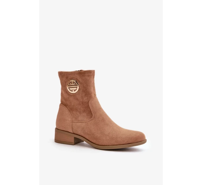 Dámské Kotníkové Boty Na Zip S Ozdobným Detalem Eko Semišové Béžové Lerioria Dámské Kotníkové Boty Na Zip S Ozdobným Detalem Eko Semišové Béžové Lerioria