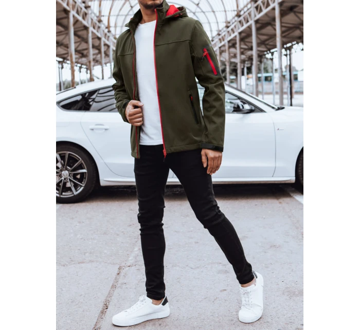 Pánská softshellová bunda s kapucí zelená FashionStreet TX4471 Pánská softshellová bunda s kapucí zelená FashionStreet TX4471