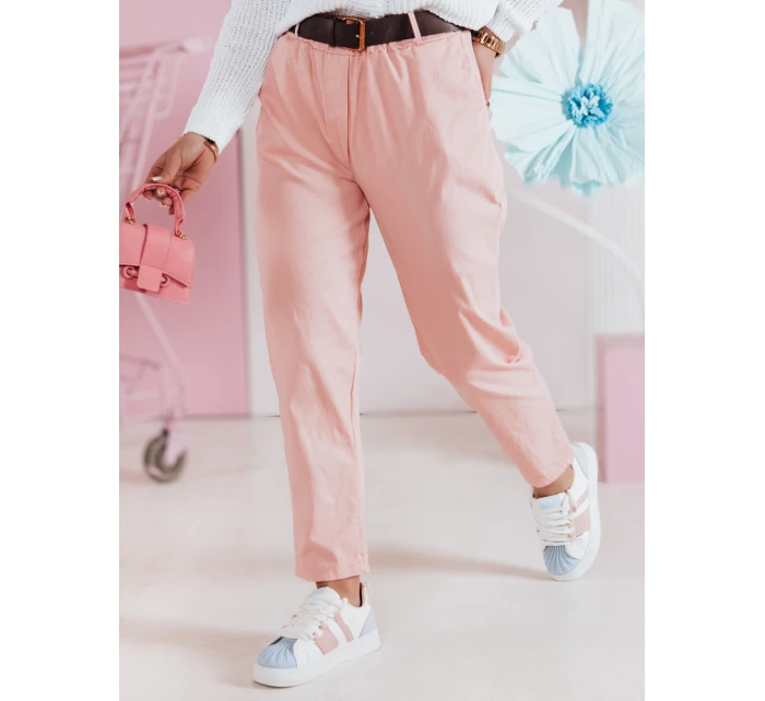 Dámské volnočasové kalhoty s páskem SOFELIA světle růžové FashionStreet UY2508