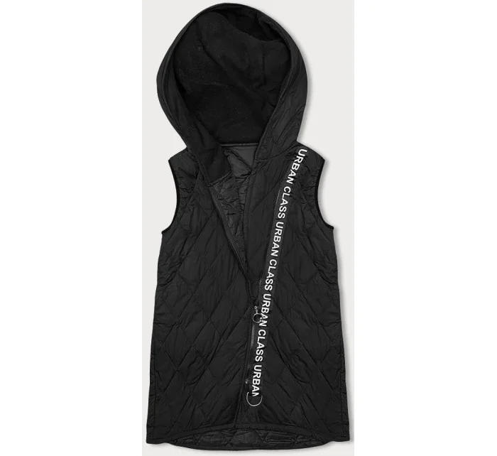 Černá dámská prošívaná vesta s ozdobnou páskou (16M9118-392) Černá dámská prošívaná vesta s ozdobnou páskou (16M9118-392)