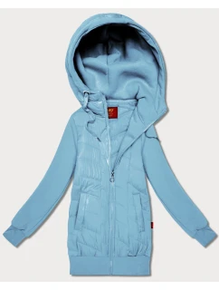 Světle modrá dámská mikina z různých materiálů s kapucí model 21787456 - LHD