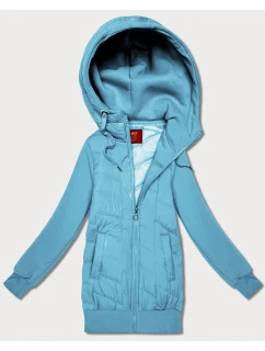 Světle modrá dámská mikina z různých materiálů s kapucí Goodlookin (AMG-175)