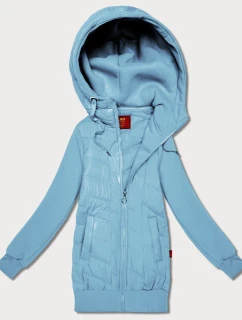 Světle modrá dámská mikina z různých materiálů s kapucí Goodlookin (AMG-175)