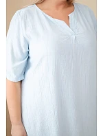 Dámské viskózové šaty Plus Size s krátkým rukávem a výstřihem do V modrá