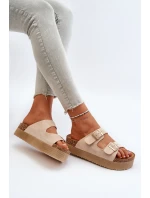 Dámské žabky na platformě s přezkami béžové model 21651009 - Boto